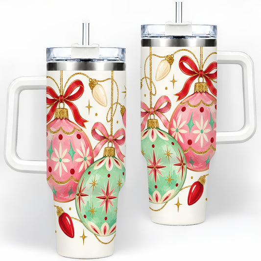 Retro Christmas Ornaments 40oz Tumbler, Stainless Steel Drinkware