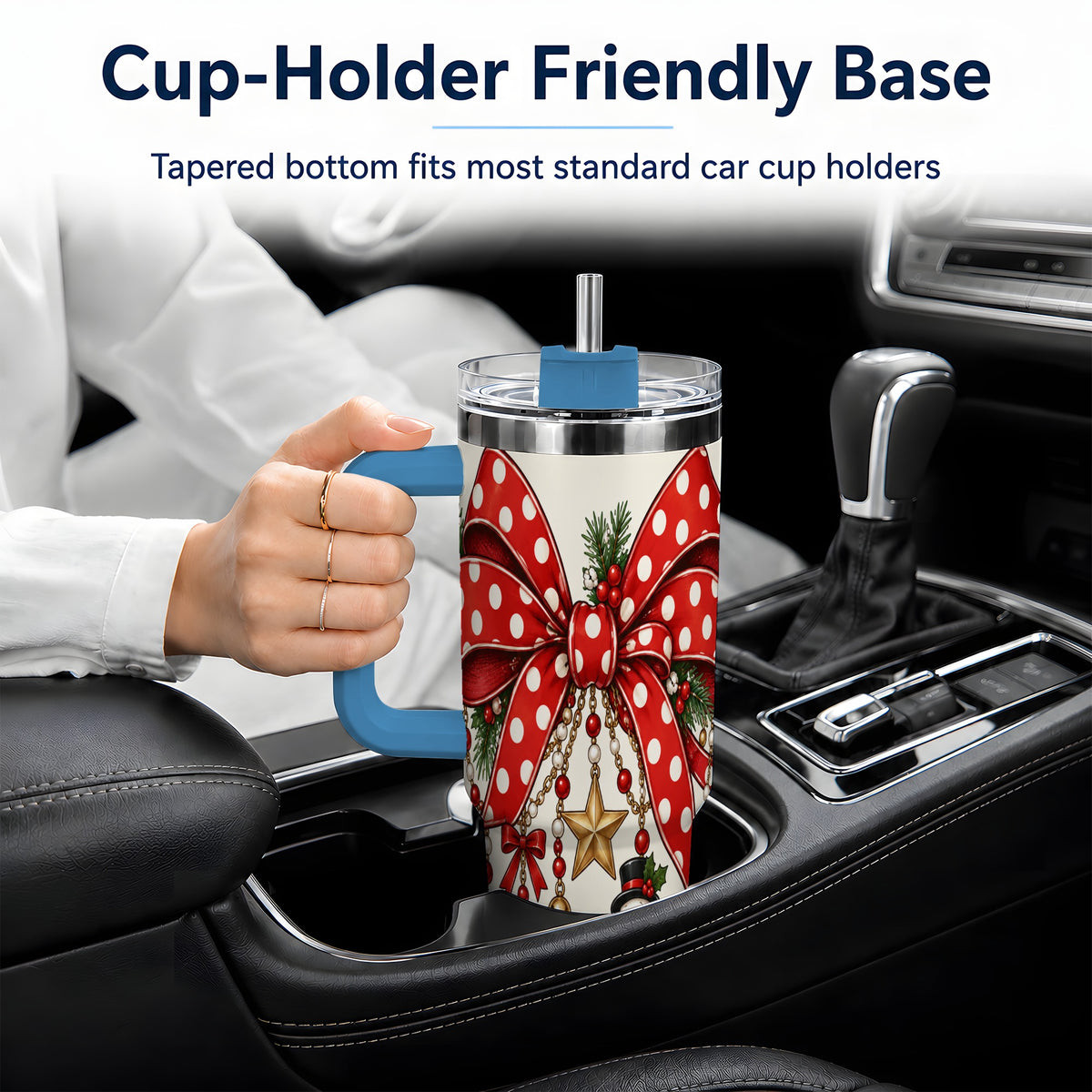 #pl[40oz|Blue] Christmas Bow Charms 40oz Tumbler, Stainless Steel Drinkware