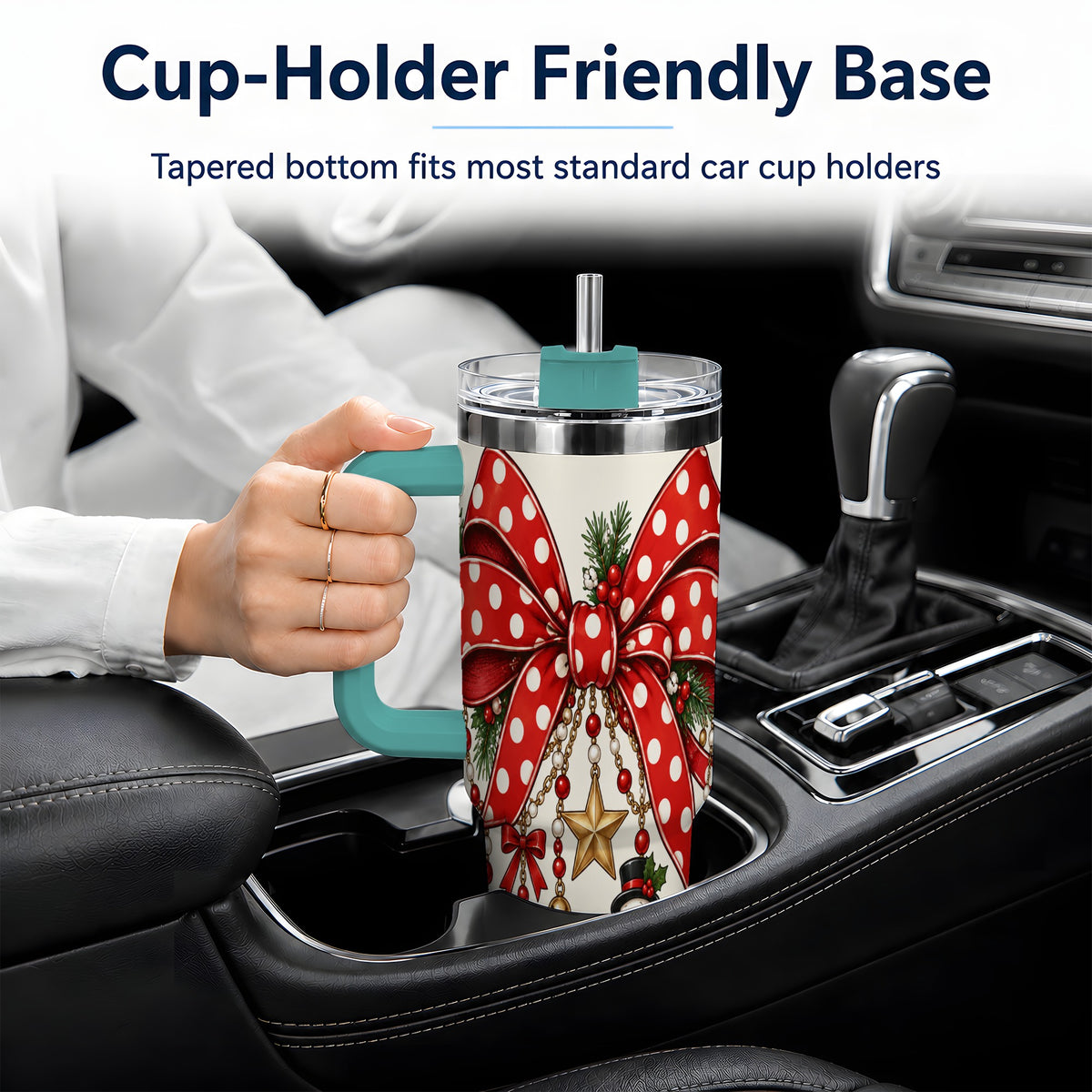 #pl[40oz|Green] Christmas Bow Charms 40oz Tumbler, Stainless Steel Drinkware