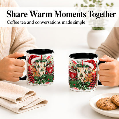 #pl[11oz|Black] Cozy Christmas Ceramic Mug, Festive Holiday Coffee Cup Artwork