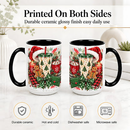 #pl[15oz|Black] Cozy Christmas Ceramic Mug, Festive Holiday Coffee Cup Artwork