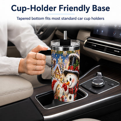 #pl[40oz|Black] Snowman Bunny 40oz Tumbler, Christmas Stainless Steel Travel Cup