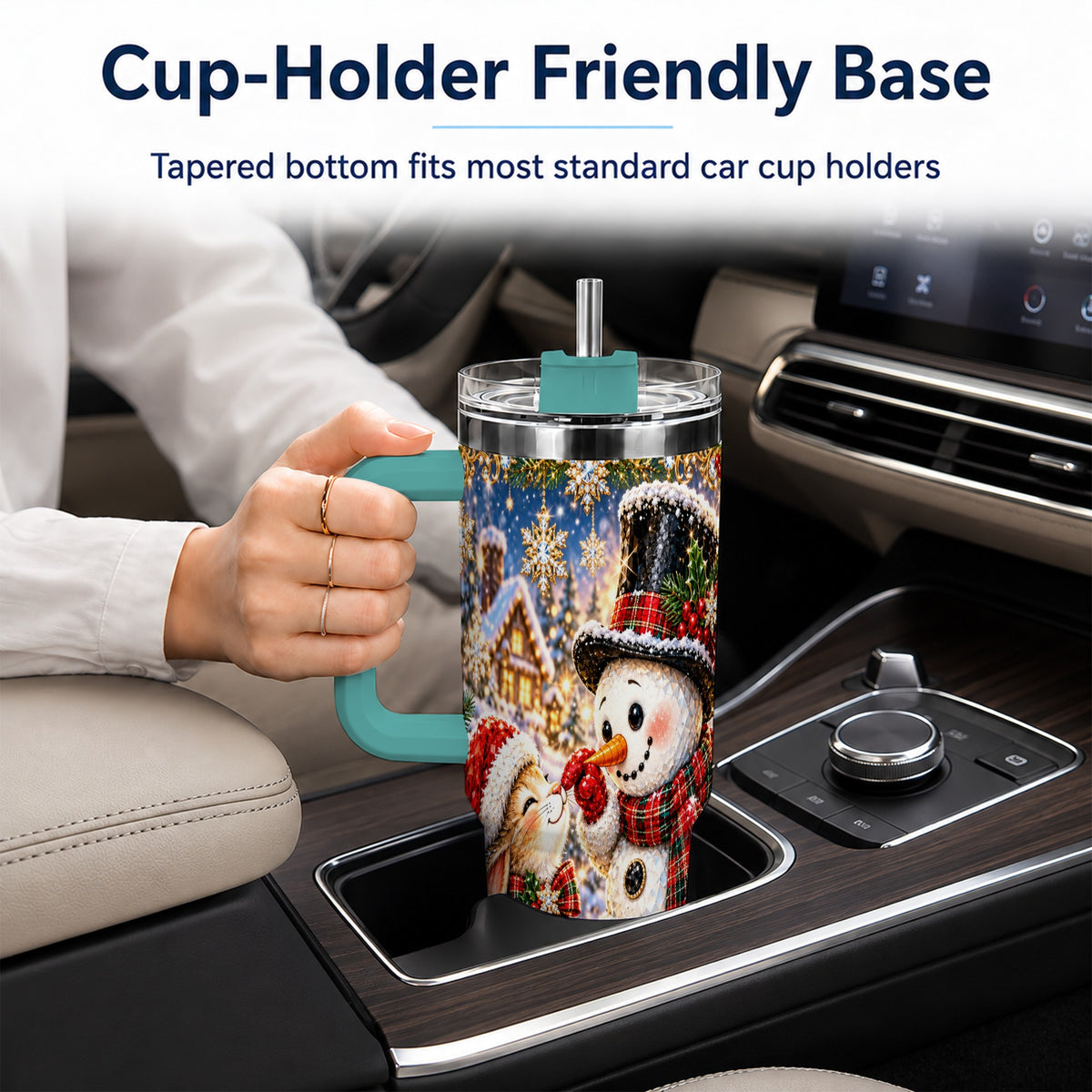#pl[40oz|Green] Snowman Bunny 40oz Tumbler, Christmas Stainless Steel Travel Cup