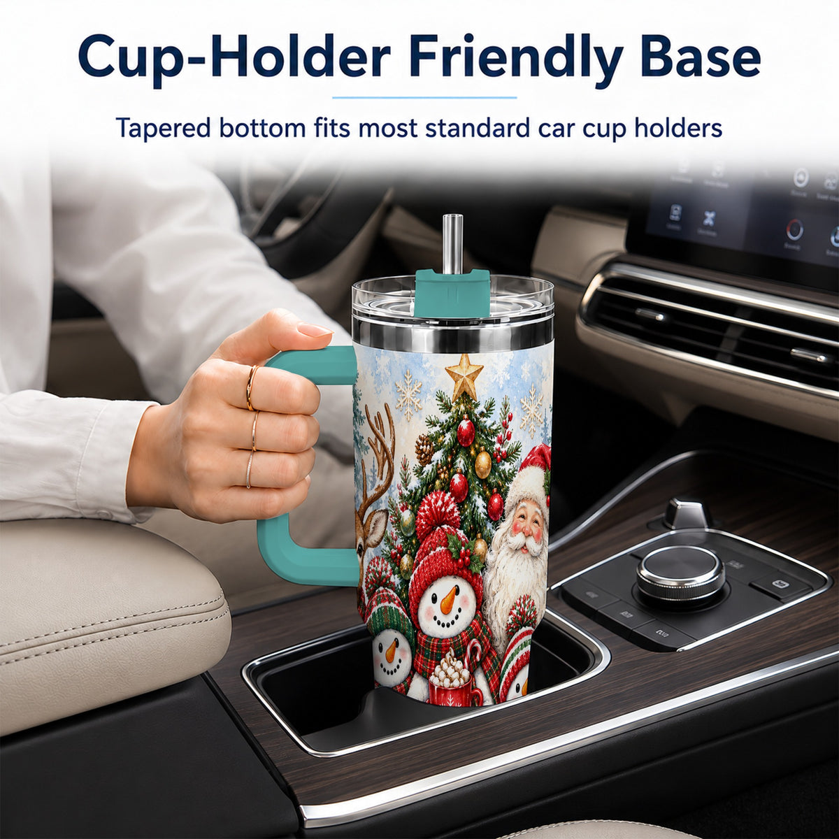 #pl[40oz|Green] Santa Snowman 40oz Tumbler, Christmas Friends Stainless Steel Travel Cup