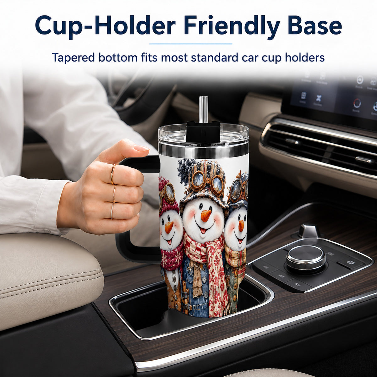 #pl[40oz|Black] Steampunk Snowman 40oz Tumbler, Winter Stainless Steel Travel Cup