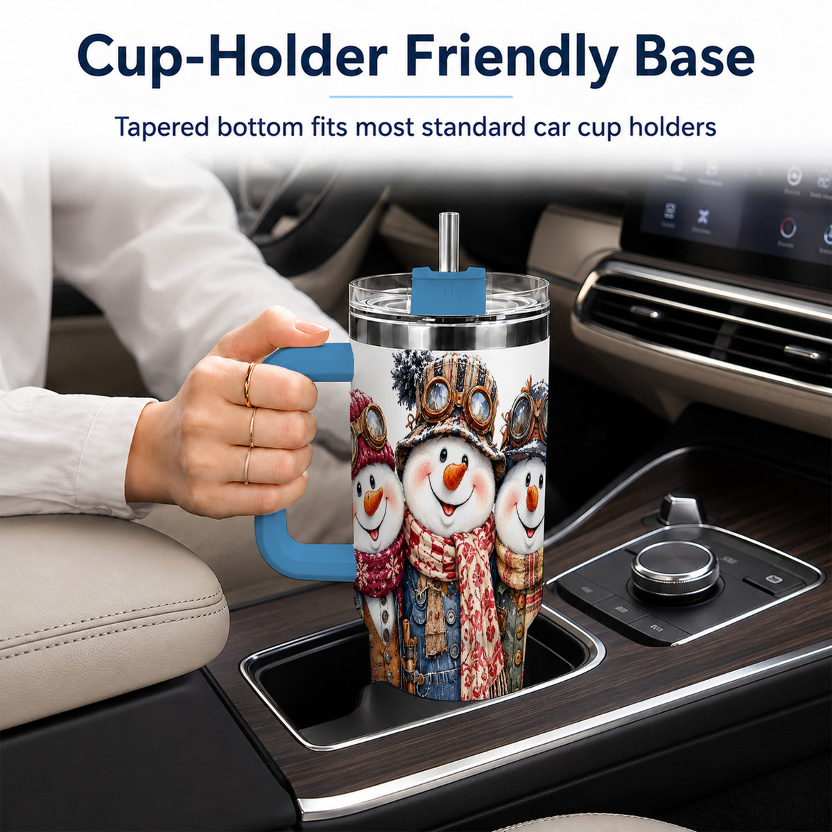 #pl[40oz|Blue] Steampunk Snowman 40oz Tumbler, Winter Stainless Steel Travel Cup