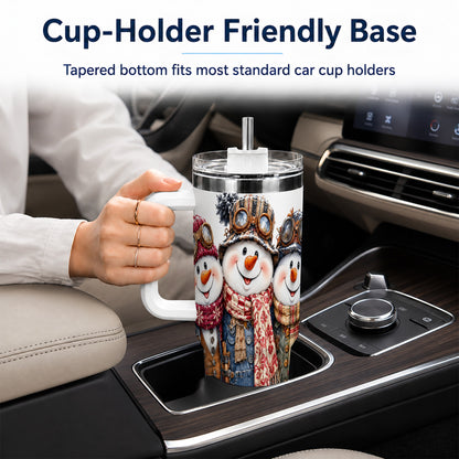 #pl[40oz|White] Steampunk Snowman 40oz Tumbler, Winter Stainless Steel Travel Cup