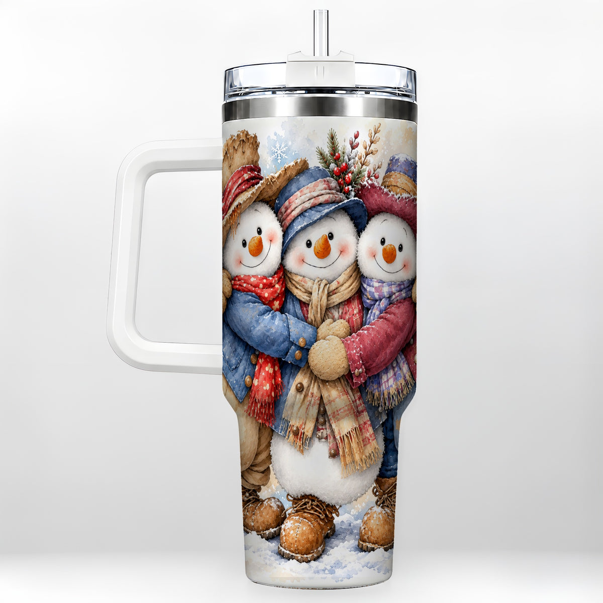 Cozy Snowman Friends 40oz Tumbler, Winter Stainless Steel Travel Cup