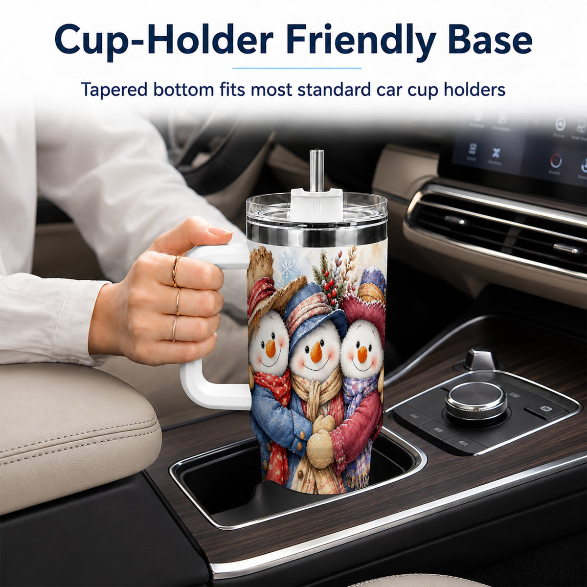 #pl[40oz|White] Cozy Snowman Friends 40oz Tumbler, Winter Stainless Steel Travel Cup