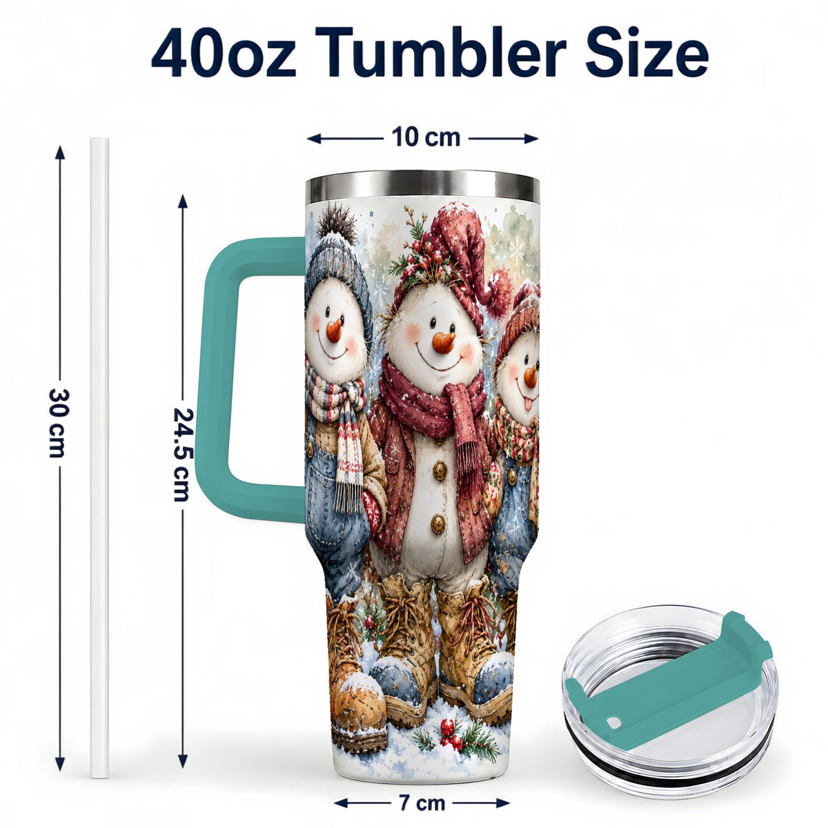 #pl[40oz|Green] Snowman Family 40oz Tumbler, Winter Friends Stainless Steel Travel Cup