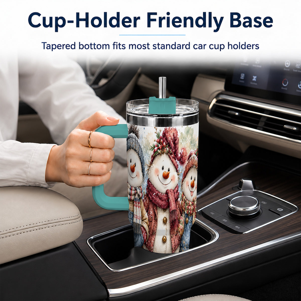 #pl[40oz|Green] Snowman Family 40oz Tumbler, Winter Friends Stainless Steel Travel Cup