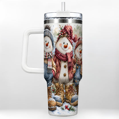Snowman Family 40oz Tumbler, Winter Friends Stainless Steel Travel Cup