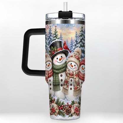 #pl[40oz|Black] Snowman Village 40oz Tumbler, Christmas Friends Stainless Steel Travel Cup