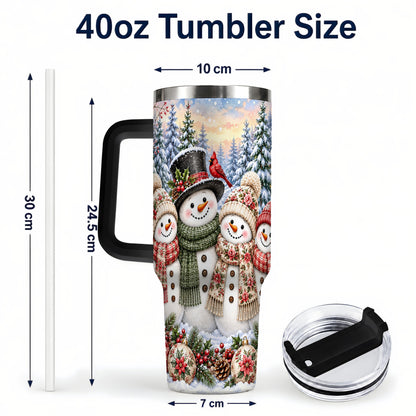 #pl[40oz|Black] Snowman Village 40oz Tumbler, Christmas Friends Stainless Steel Travel Cup