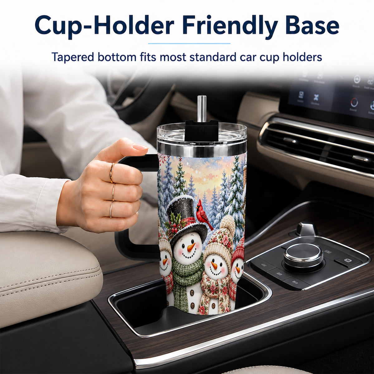 #pl[40oz|Black] Snowman Village 40oz Tumbler, Christmas Friends Stainless Steel Travel Cup