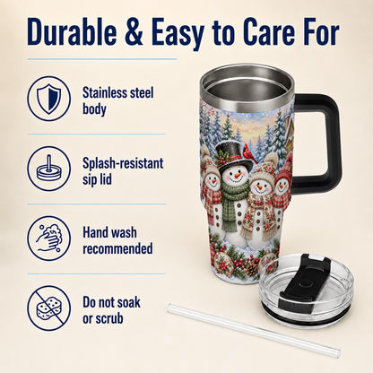 #pl[40oz|Black] Snowman Village 40oz Tumbler, Christmas Friends Stainless Steel Travel Cup