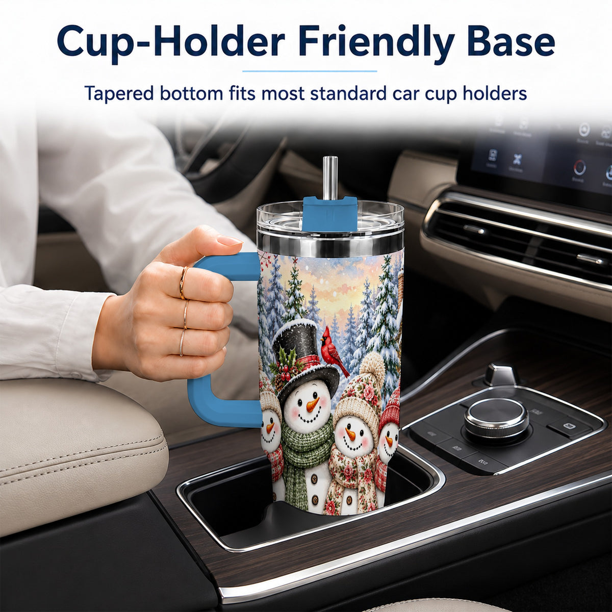 #pl[40oz|Blue] Snowman Village 40oz Tumbler, Christmas Friends Stainless Steel Travel Cup
