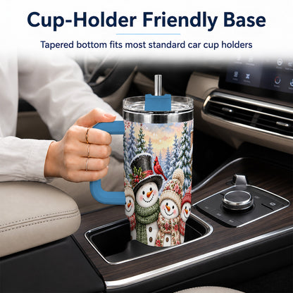 #pl[40oz|Blue] Snowman Village 40oz Tumbler, Christmas Friends Stainless Steel Travel Cup