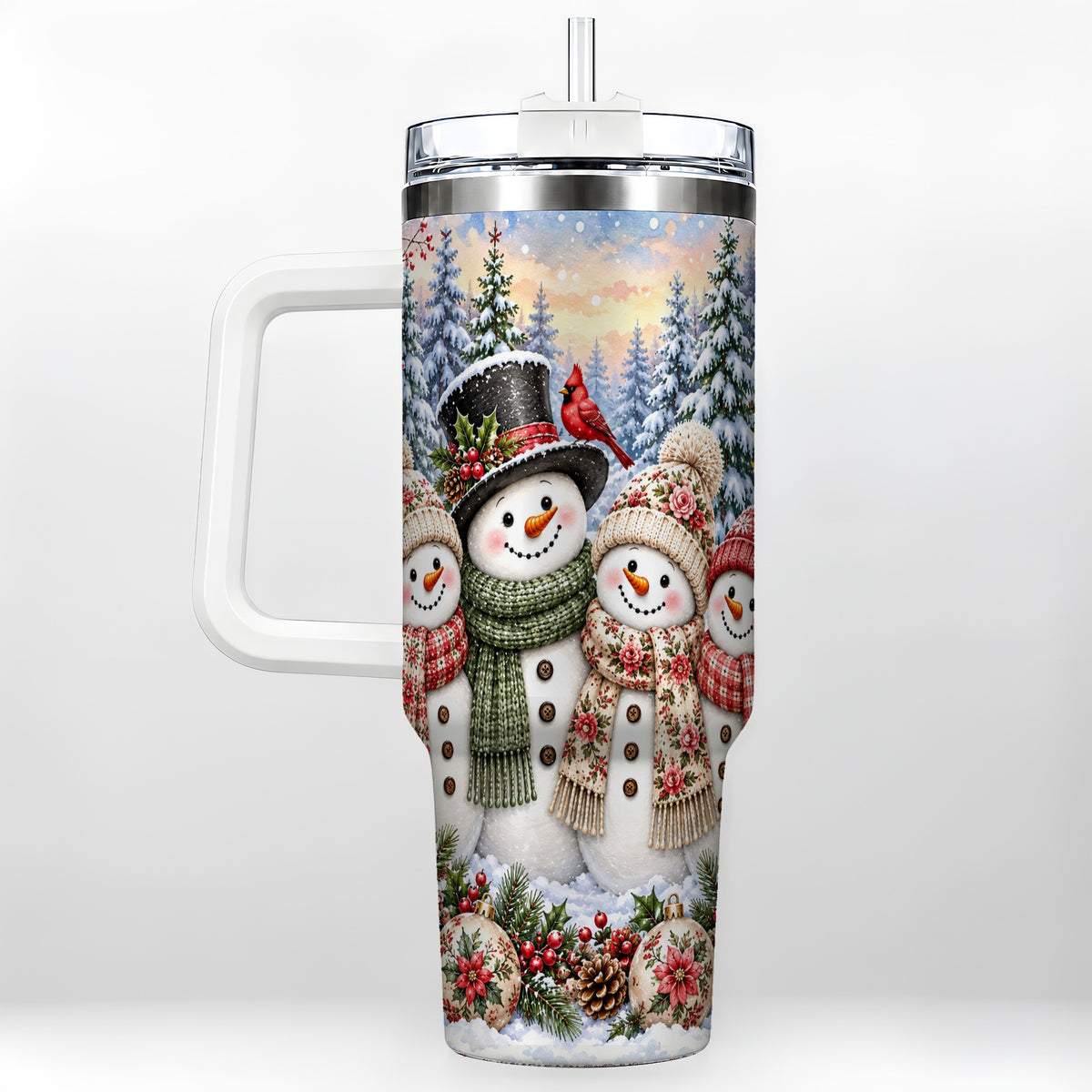 Snowman Village 40oz Tumbler, Christmas Friends Stainless Steel Travel Cup