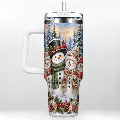 Snowman Village 40oz Tumbler, Christmas Friends Stainless Steel Travel Cup