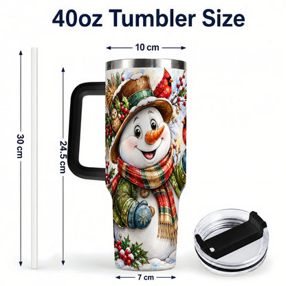 #pl[40oz|Black] Snowman Cardinal 40oz Tumbler, Winter Stainless Steel Travel Cup