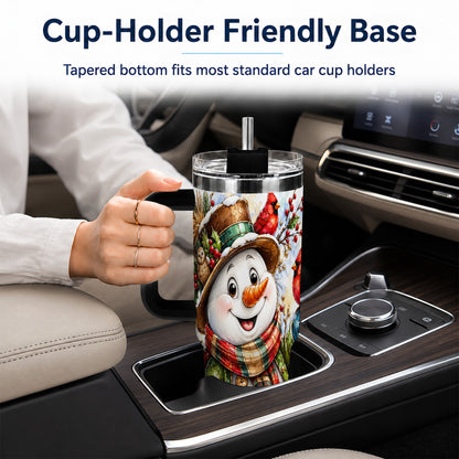 #pl[40oz|Black] Snowman Cardinal 40oz Tumbler, Winter Stainless Steel Travel Cup