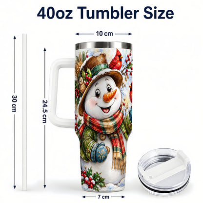 #pl[40oz|White] Snowman Cardinal 40oz Tumbler, Winter Stainless Steel Travel Cup