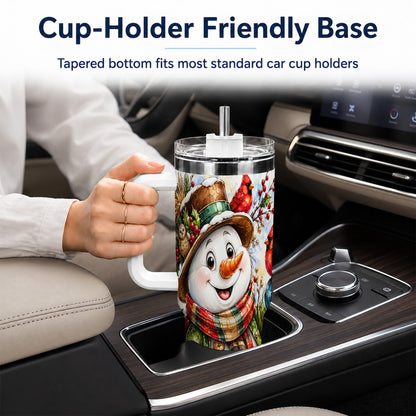 #pl[40oz|White] Snowman Cardinal 40oz Tumbler, Winter Stainless Steel Travel Cup