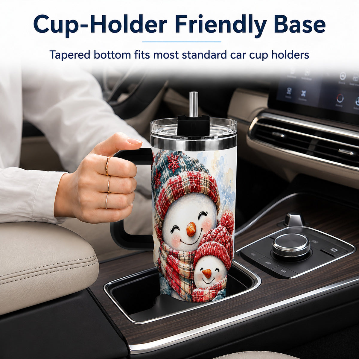 #pl[40oz|Black] Snowman Family 40oz Tumbler, Cozy Winter Stainless Steel Travel Cup