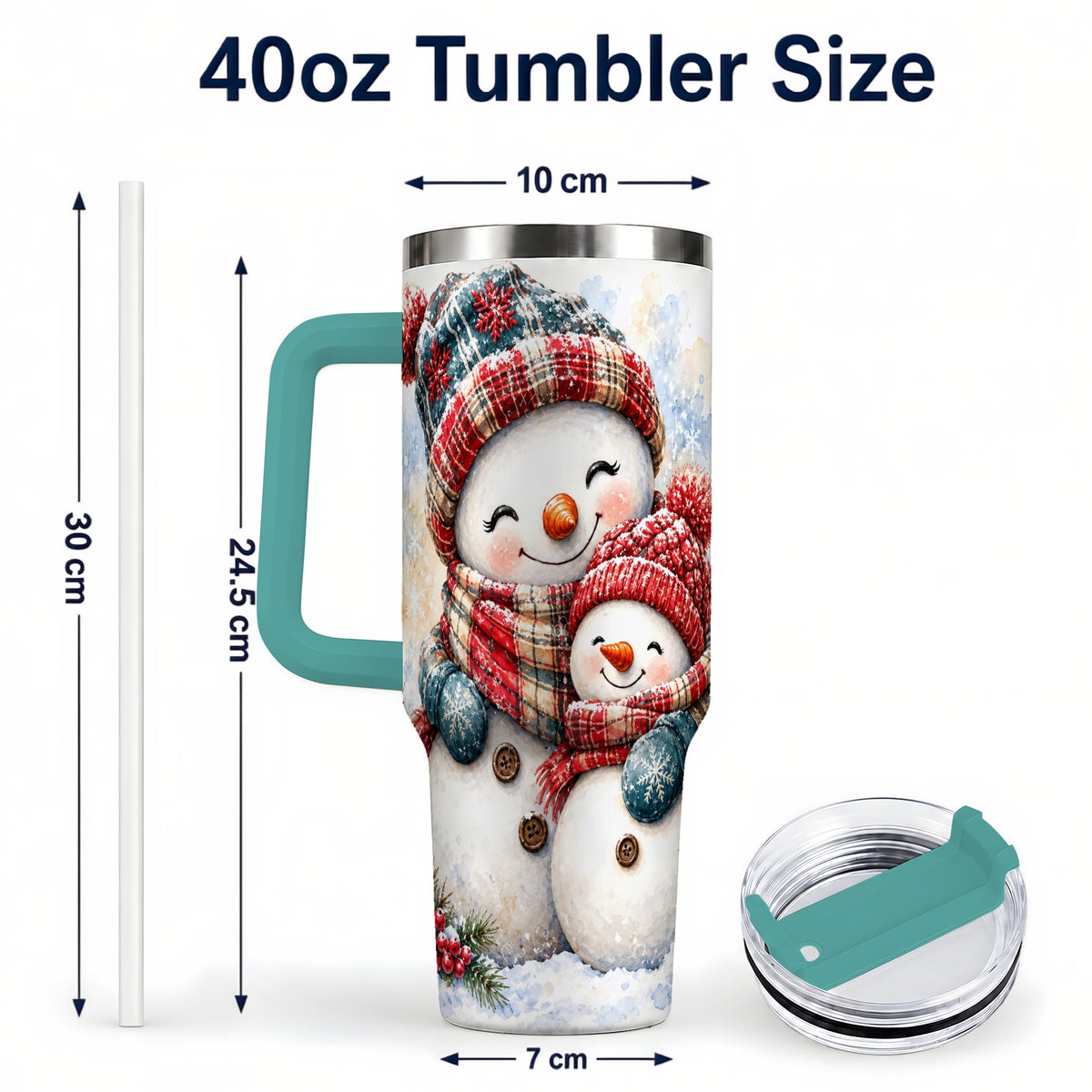 #pl[40oz|Green] Snowman Family 40oz Tumbler, Cozy Winter Stainless Steel Travel Cup