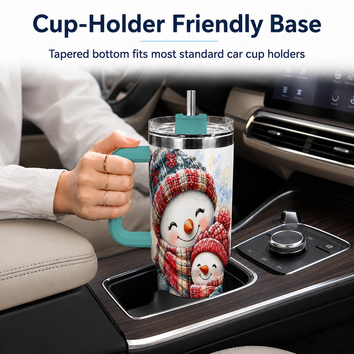 #pl[40oz|Green] Snowman Family 40oz Tumbler, Cozy Winter Stainless Steel Travel Cup