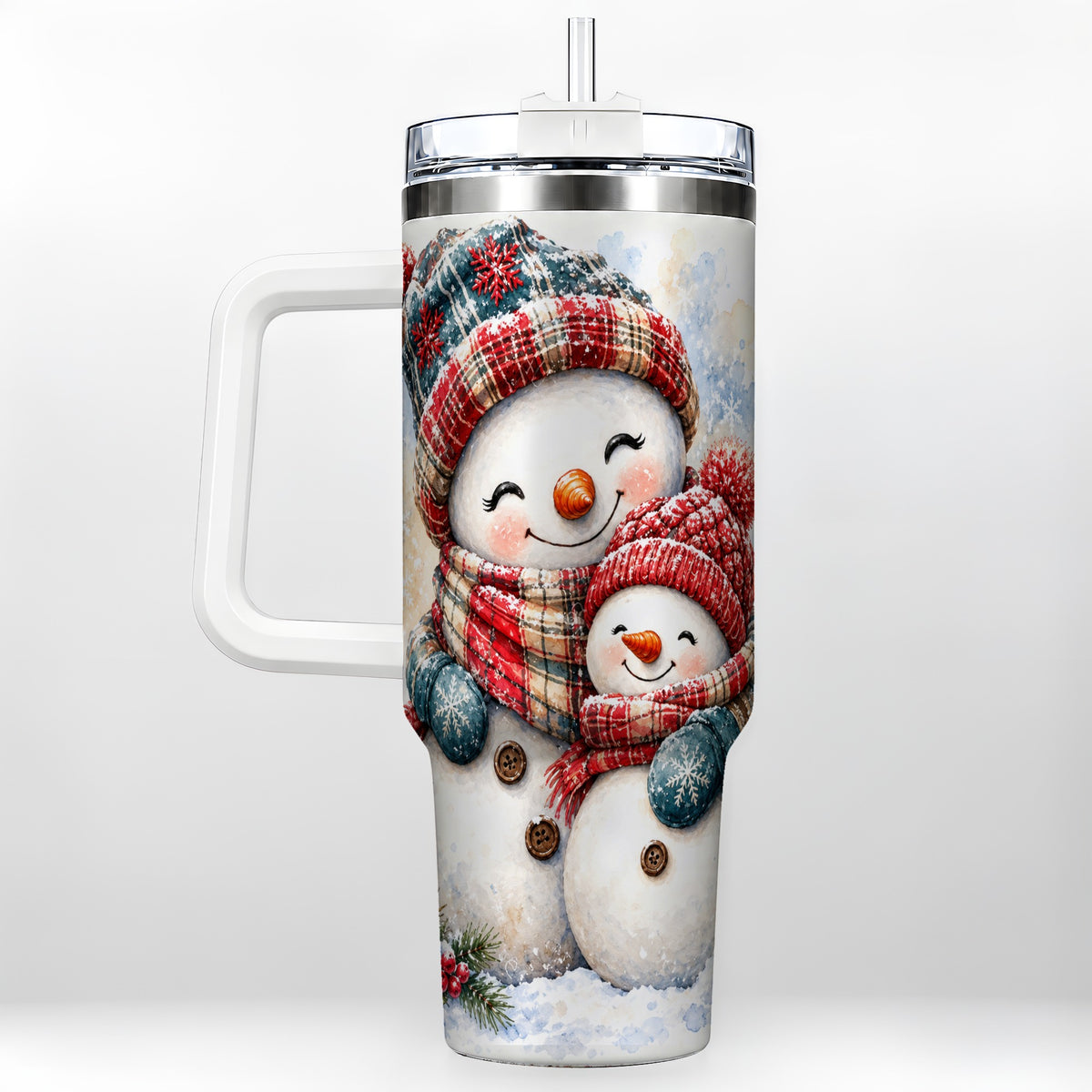 Snowman Family 40oz Tumbler, Cozy Winter Stainless Steel Travel Cup