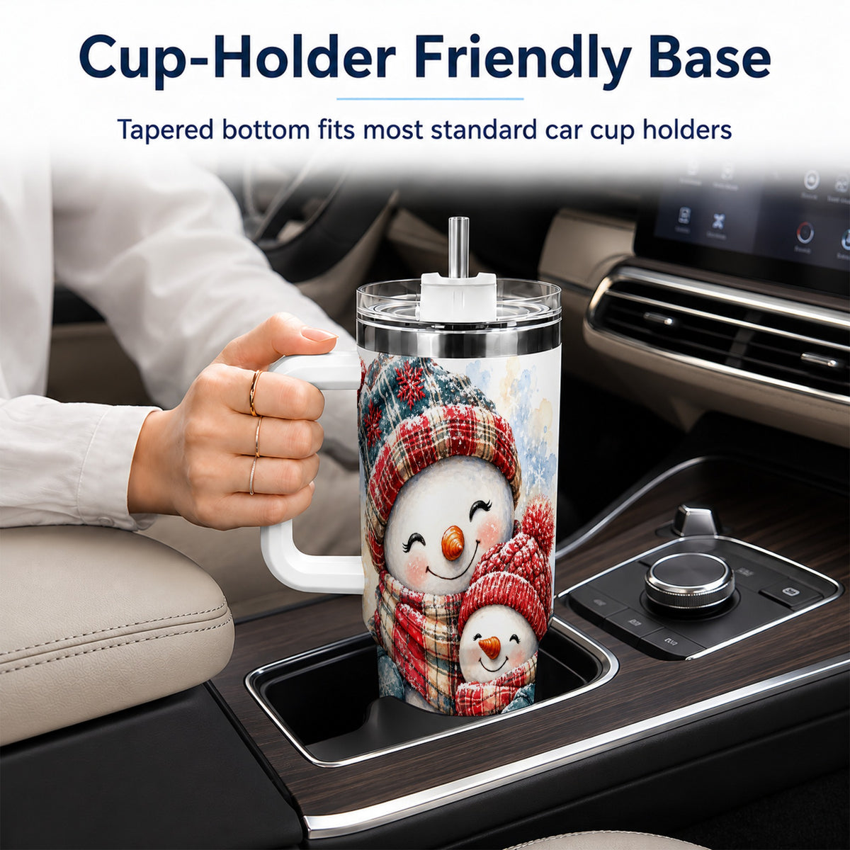 #pl[40oz|White] Snowman Family 40oz Tumbler, Cozy Winter Stainless Steel Travel Cup