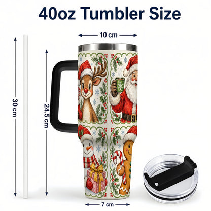 #pl[40oz|Black] Holiday Friends 40oz Tumbler with Handle, Christmas Travel Cup