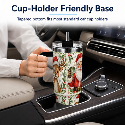#pl[40oz|Black] Holiday Friends 40oz Tumbler with Handle, Christmas Travel Cup