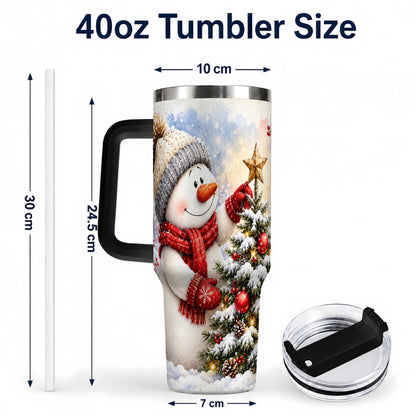 #pl[40oz|Black] Snowman Christmas 40oz Tumbler, Winter Tumbler, Stainless Steel Travel Cup