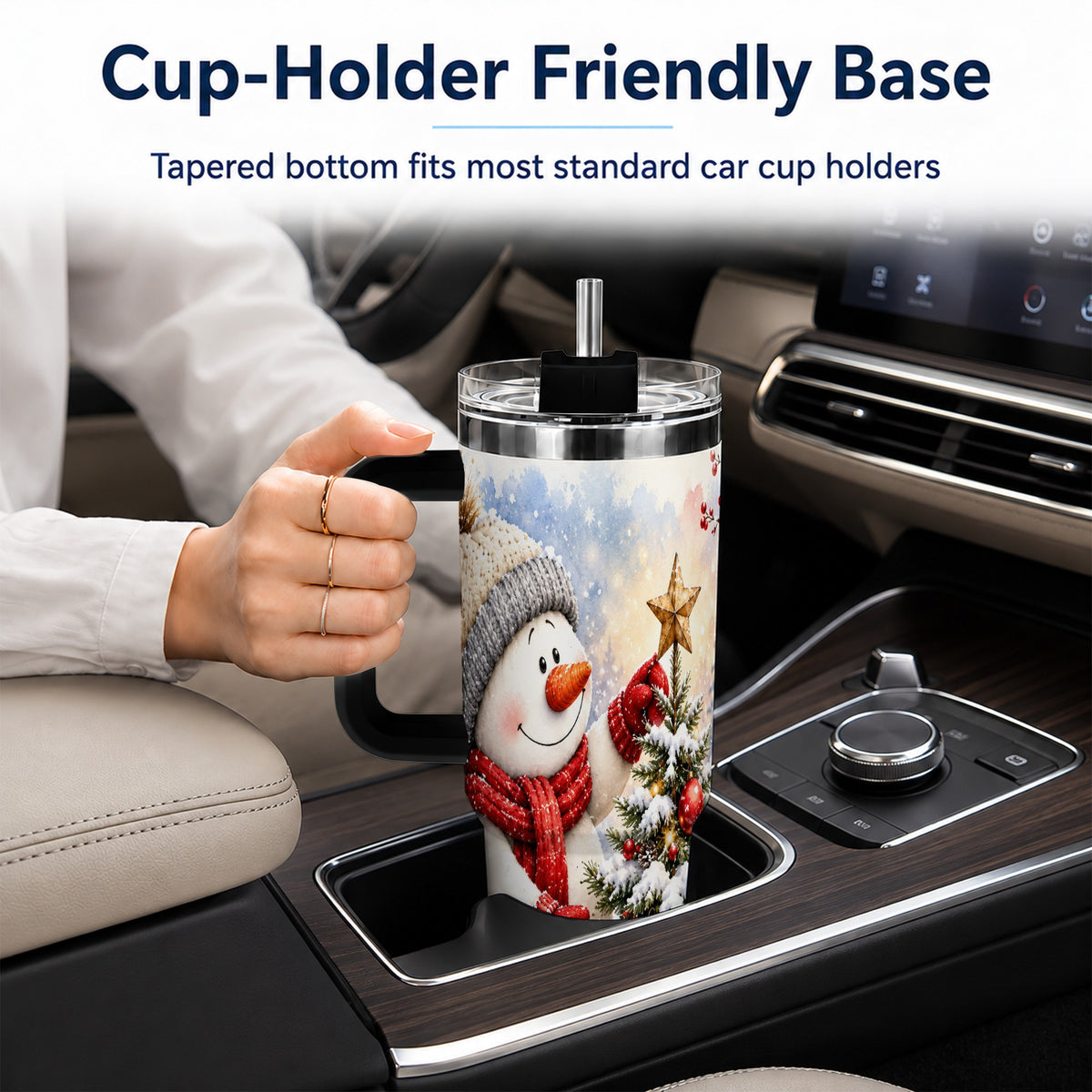 #pl[40oz|Black] Snowman Christmas 40oz Tumbler, Winter Tumbler, Stainless Steel Travel Cup