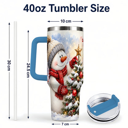 #pl[40oz|Blue] Snowman Christmas 40oz Tumbler, Winter Tumbler, Stainless Steel Travel Cup