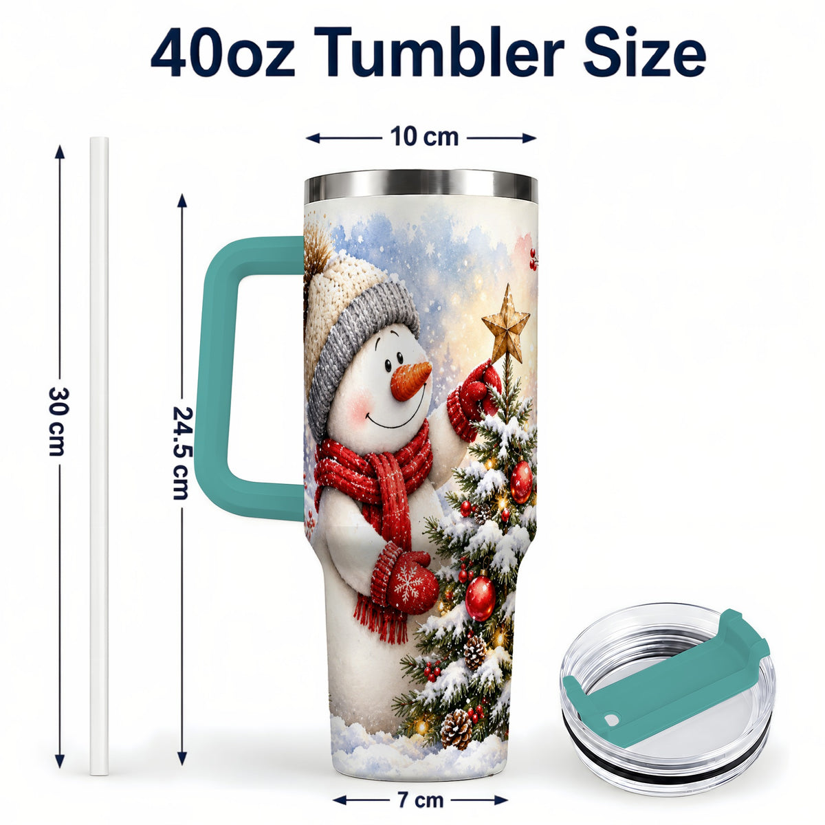 #pl[40oz|Green] Snowman Christmas 40oz Tumbler, Winter Tumbler, Stainless Steel Travel Cup
