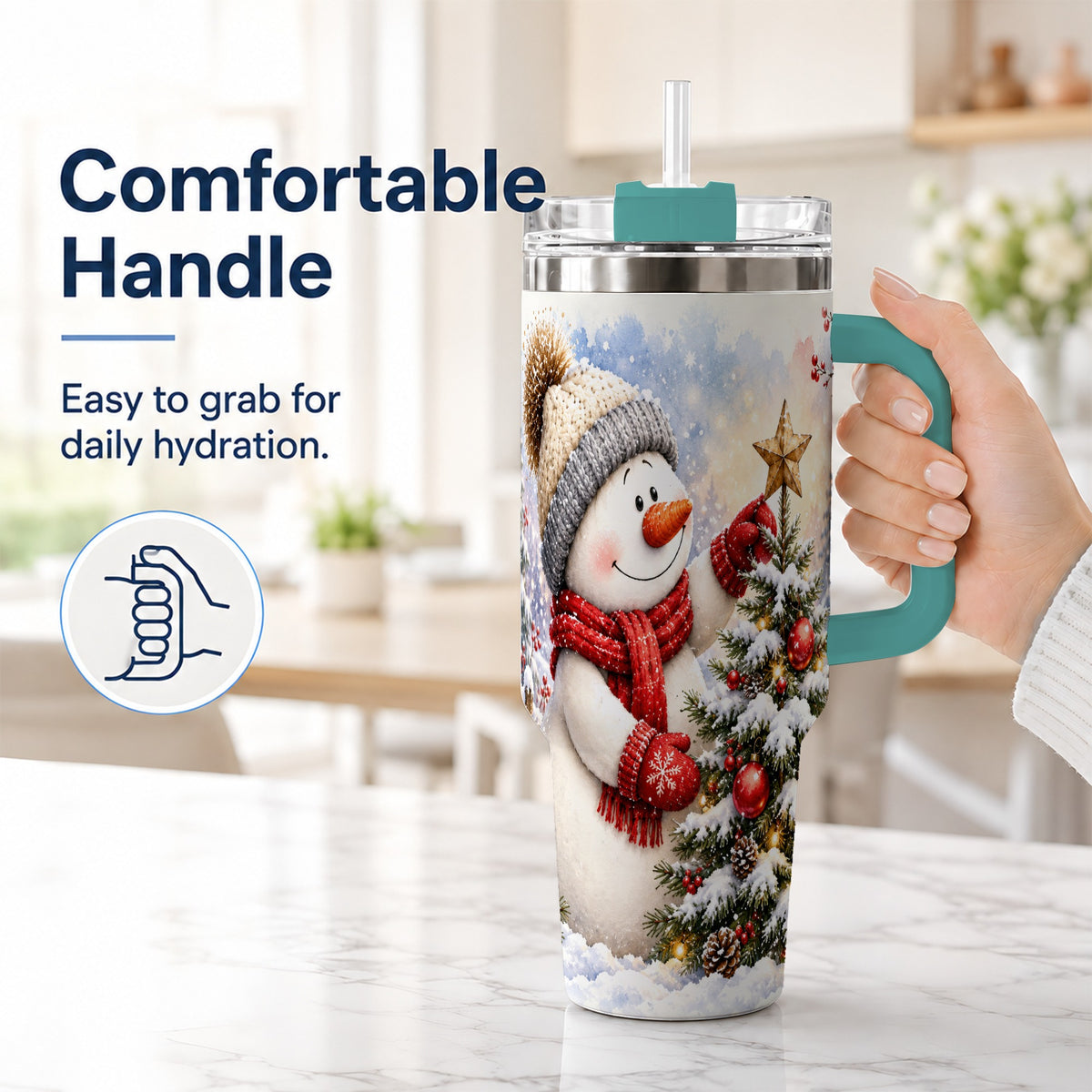 #pl[40oz|Green] Snowman Christmas 40oz Tumbler, Winter Tumbler, Stainless Steel Travel Cup