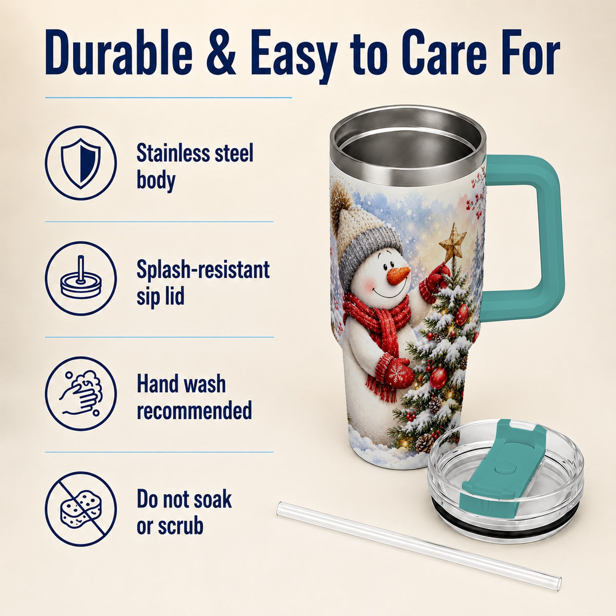 #pl[40oz|Green] Snowman Christmas 40oz Tumbler, Winter Tumbler, Stainless Steel Travel Cup