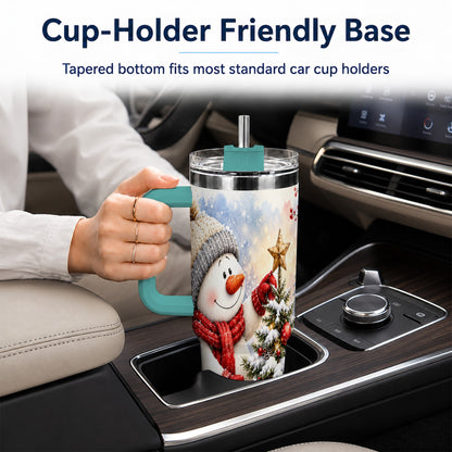 #pl[40oz|Green] Snowman Christmas 40oz Tumbler, Winter Tumbler, Stainless Steel Travel Cup