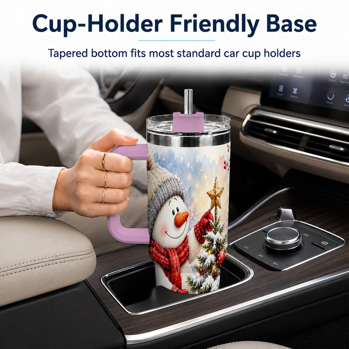 #pl[40oz|Pink] Snowman Christmas 40oz Tumbler, Winter Tumbler, Stainless Steel Travel Cup