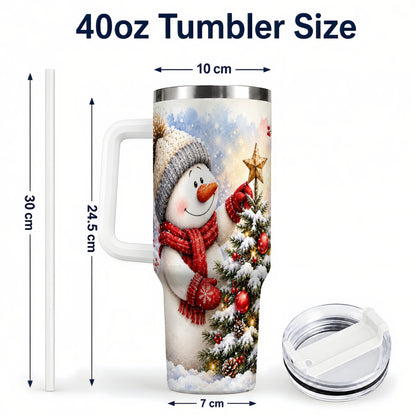 #pl[40oz|White] Snowman Christmas 40oz Tumbler, Winter Tumbler, Stainless Steel Travel Cup
