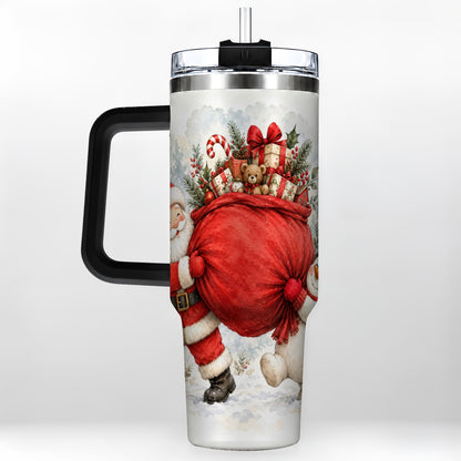 #pl[40oz|Black] Santa Snowman 40oz Tumbler, Holiday Tumbler, Stainless Steel Travel Cup