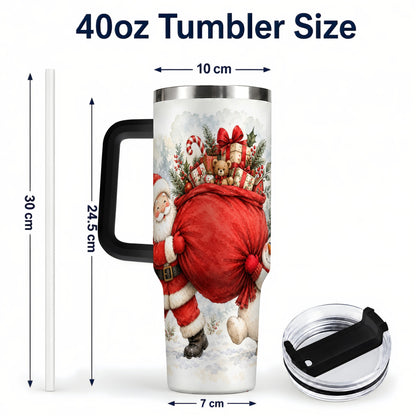 #pl[40oz|Black] Santa Snowman 40oz Tumbler, Holiday Tumbler, Stainless Steel Travel Cup