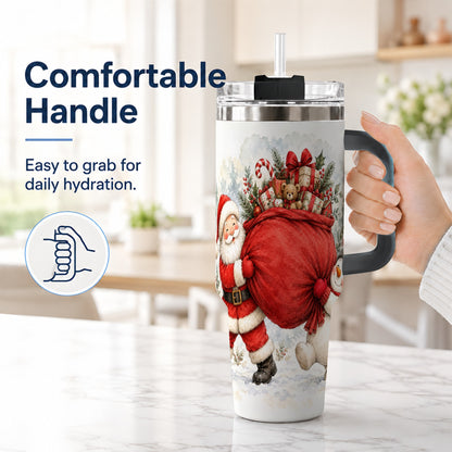 #pl[40oz|Black] Santa Snowman 40oz Tumbler, Holiday Tumbler, Stainless Steel Travel Cup