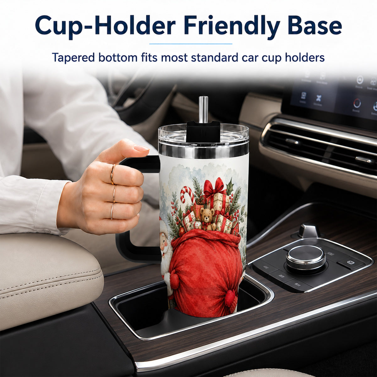 #pl[40oz|Black] Santa Snowman 40oz Tumbler, Holiday Tumbler, Stainless Steel Travel Cup