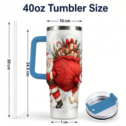 #pl[40oz|Blue] Santa Snowman 40oz Tumbler, Holiday Tumbler, Stainless Steel Travel Cup