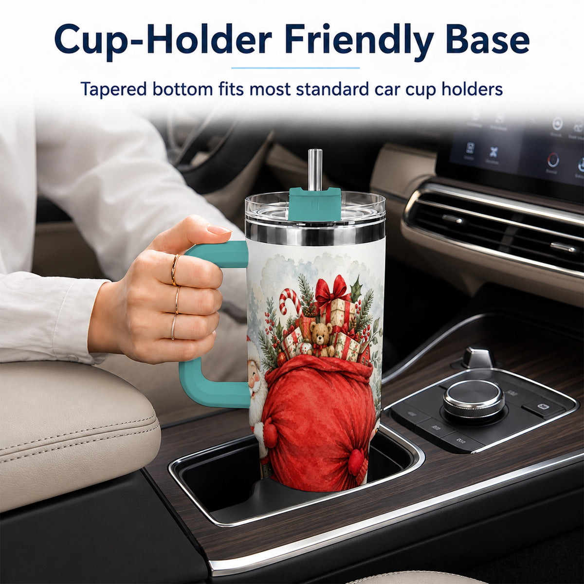 #pl[40oz|Green] Santa Snowman 40oz Tumbler, Holiday Tumbler, Stainless Steel Travel Cup